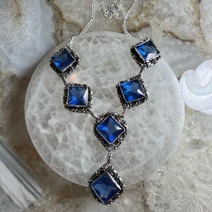 Lab created blue topaz necklace